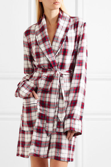 Robe Cream Red and Navy Check